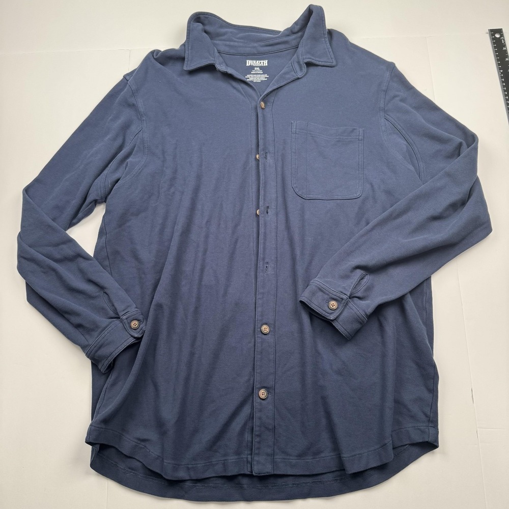 Duluth Trading Co Shirt Mens 2XL Blue Long Sleeve Button Up Pocket Casual